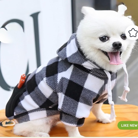 Wiz Other - Hooded Dog Sweatshirt - Black & White Checkered Zipper Pocket SZ XS